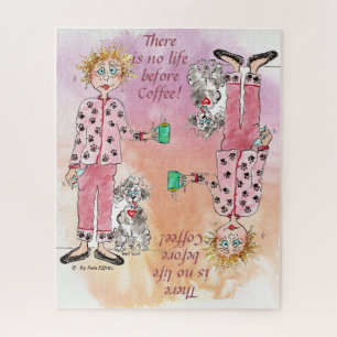 Puzzle Mujer en pijama necesita su dibujo de color café