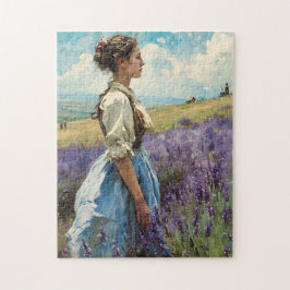 Puzzle Mujer en un campo de lavanda