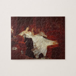 Puzzle Mujer en un sofá rojo