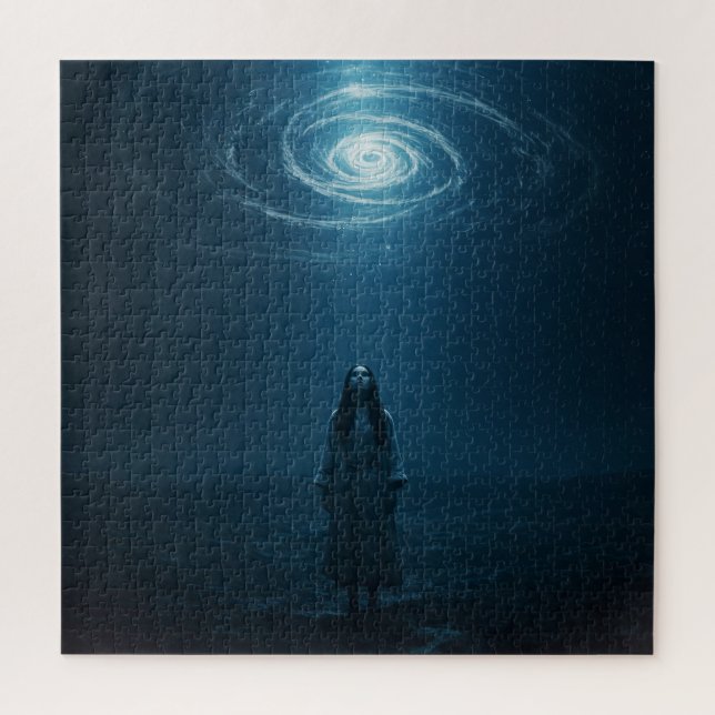 Puzzle Mujer espiritual mirando hacia arriba en el cielo  (Vertical)