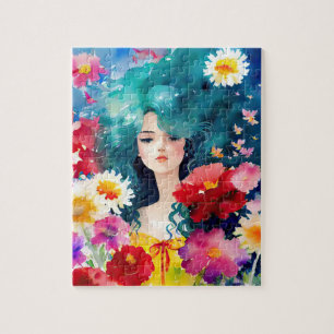 Puzzle Mujer etérea con flores