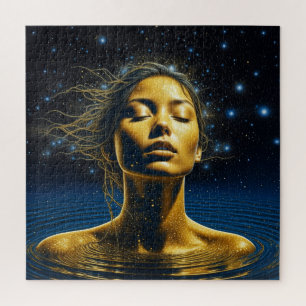 Puzzle Mujer etérea meditando bajo las estrellas