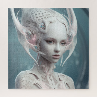 Puzzle Mujer extranjera hermosa en blanco