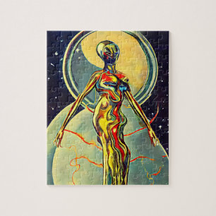 Puzzle Mujer extranjera Metalizado Líquida Resumen arte d