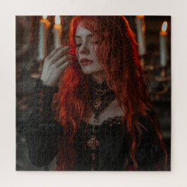 Puzzle Mujer gótica con pelo rojo