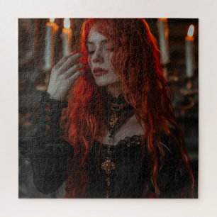 Puzzle Mujer gótica con pelo rojo