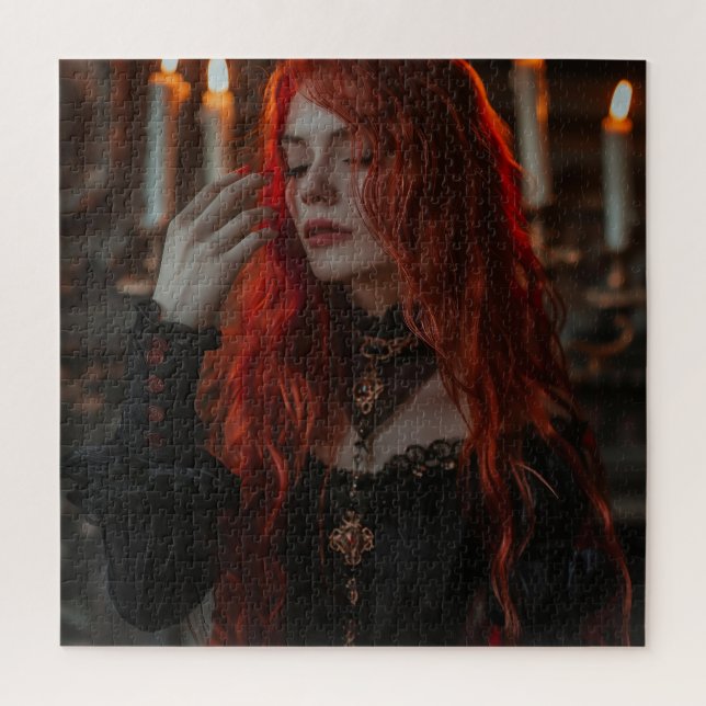 Puzzle Mujer gótica con pelo rojo (Vertical)