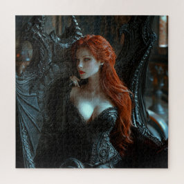 Puzzle Mujer Gótica Hermosa en Silla de Dragón