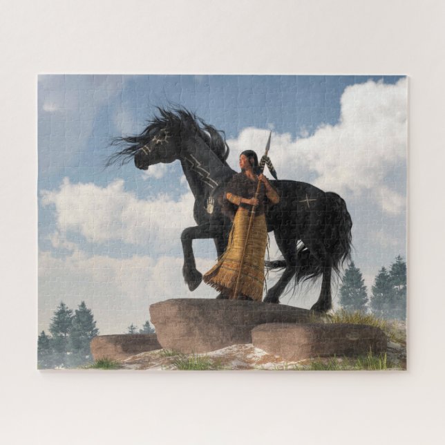 Puzzle Mujer guerrera y caballo de guerra (Horizontal)