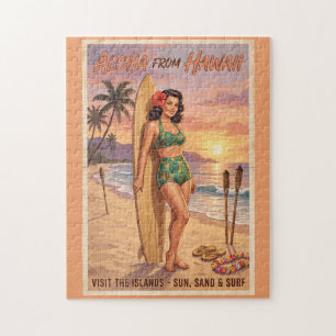 Puzzle Mujer Hawaiana de Estilo Retro Pin Up