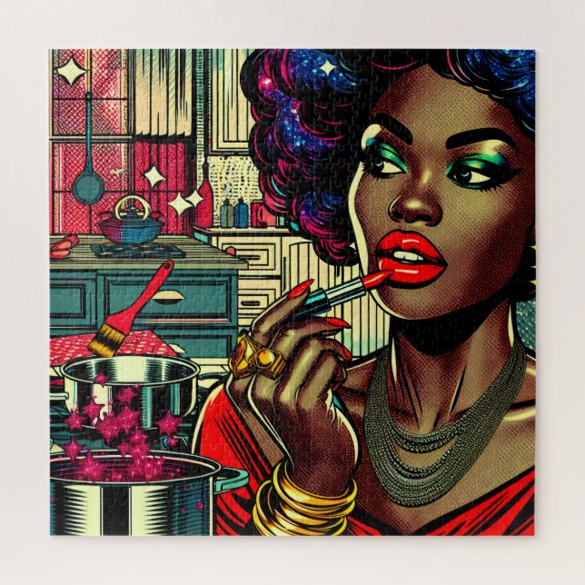 Puzzle Mujer Hermosa Aplicándose Brillo de Labios (Vertical)