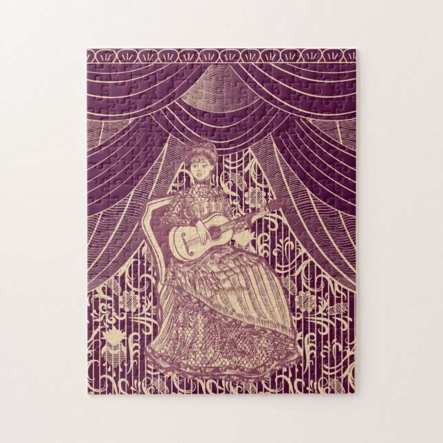 Puzzle Mujer hermosa con guitarra (Vertical)