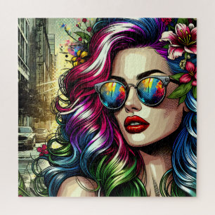 Puzzle Mujer Hermosa en la Ciudad