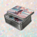 Puzzle Mujer hermosa meditando en Beach Blank<br><div class="desc">Mujer hermosa meditando en una playa de arena blanca y brillantes cristales de mar. Nubes esponjosas de color rosa y azul y agua azul pálido.</div>