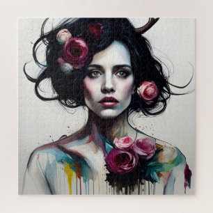 Puzzle Mujer hermosa y desordenada