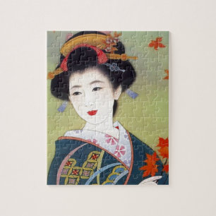 Puzzle Mujer japonesa en kimono azul