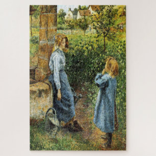 Puzzle Mujer joven y niño en el pozo 1882 por Pissarro