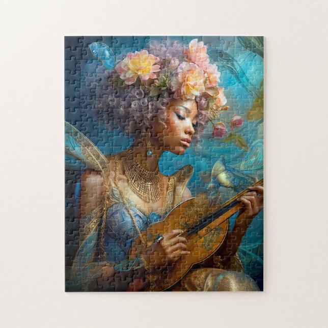 Puzzle Mujer jugando arte de fantasía afroamericano lujos (Vertical)