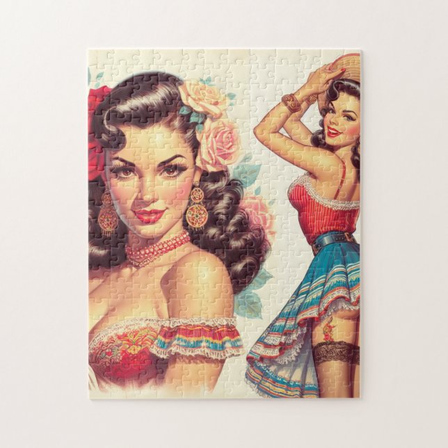 Puzzle Mujer mexicana de belleza retro (Vertical)