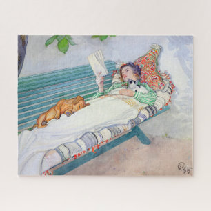 Puzzle Mujer mintiendo en un banco por Carl Larsson