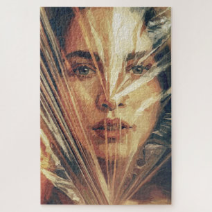 Puzzle Mujer Misteriosa Detrás del Arte al Óleo Impasto d