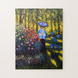 Puzzle Mujer Monet con una sombrilla en el jardín