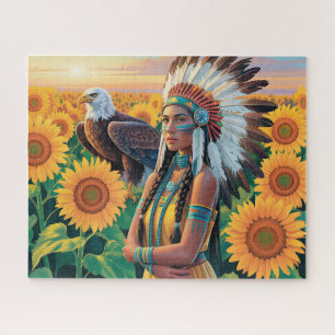 Puzzle Mujer Nativa Americana Hermosa Con Águila