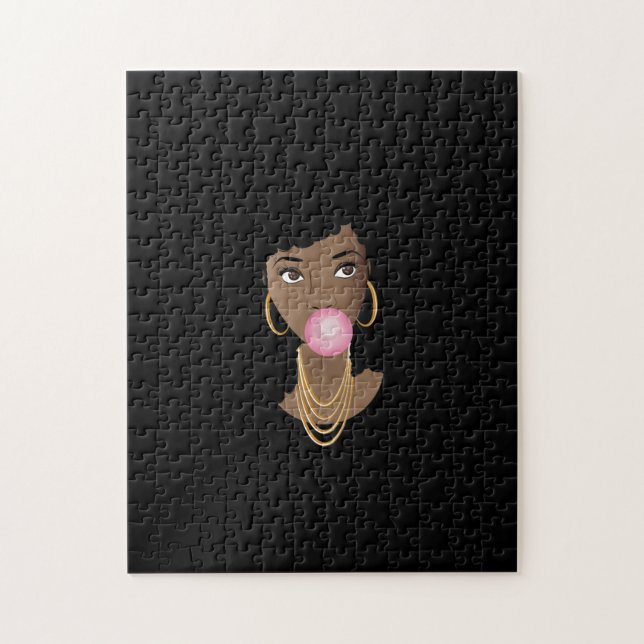 Puzzle Mujer negra, batiburrillo rosado, negro (Vertical)