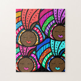 Puzzle Mujer negra, coloridos turbantes