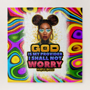 Puzzle Mujer negra Dios es mi proveedor No me preocupes