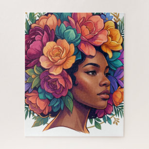 Puzzle Mujer negra floral afro inspiradora Bloom