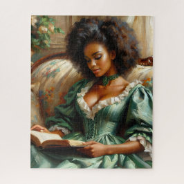 Puzzle Mujer negra leyendo un libro adentro