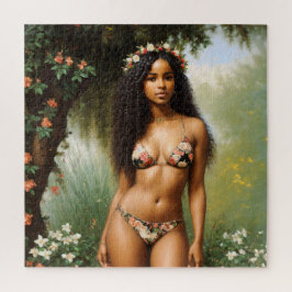 Puzzle Mujer negra Modelo bikini Belleza floral