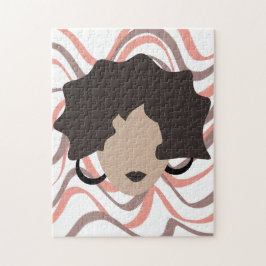 Puzzle Mujer Ondulado Cabello Marrón Estilista Belleza Ca