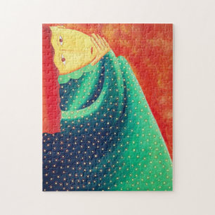 Puzzle Mujer Pensando Pintura Acrílica de Arte Contemporá