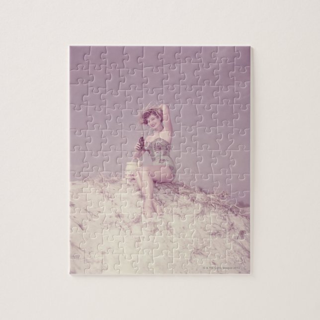 Puzzle Mujer que se relaja en la playa (Vertical)