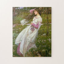 Mujer recolectando flores en el viento