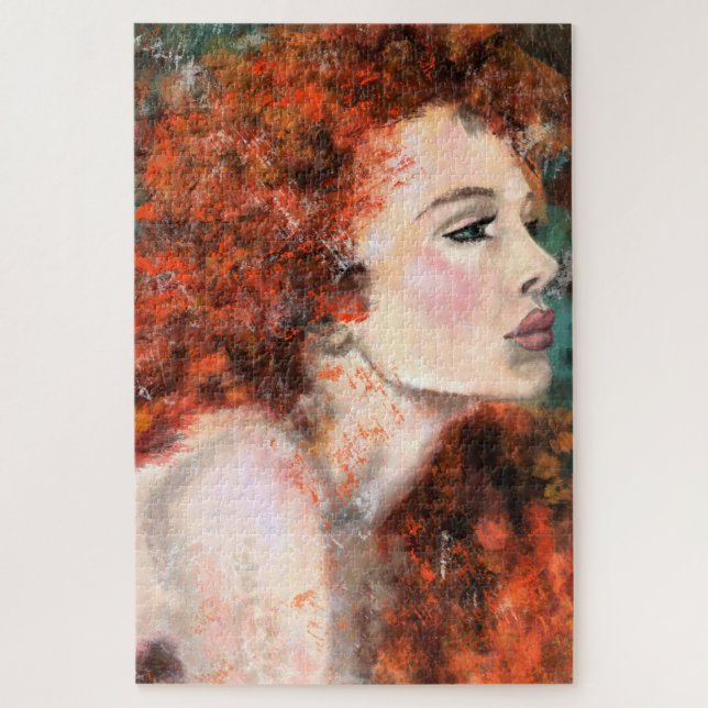 Puzzle Mujer Redhead de bonito - Pintura Original Resumen (Vertical)