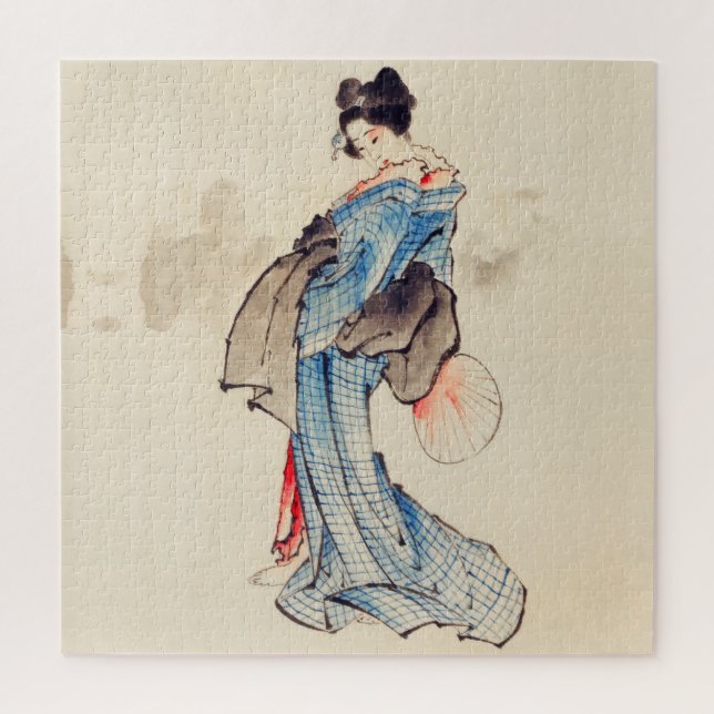 Puzzle Mujer retrato de cuerpo entero por Katsushika Hoku (Vertical)