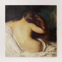 Mujer secándose el pelo (por Joseph DeCamp)