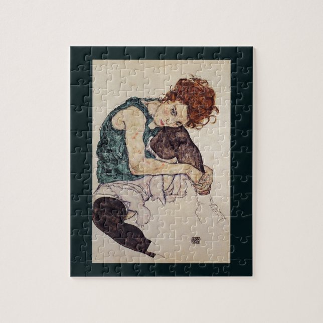 Puzzle Mujer sentada Egon Schiele Painter austriaco 1917 (Vertical)