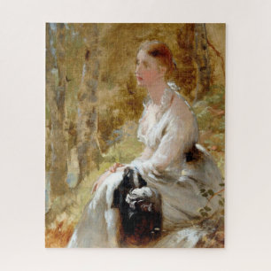 Puzzle Mujer sentada en un bosque (Belleza elegante)