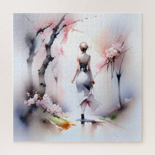 Puzzle Mujer solitaria caminando