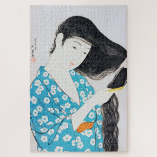 Puzzle Mujer tocando su pelo, Goyō Hashiguchi