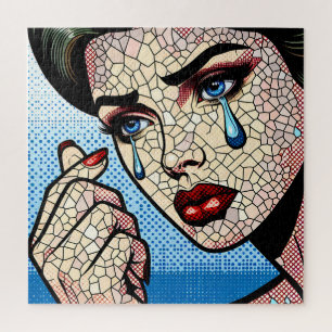Puzzle Mujer triste de arte pop cómico con lágrimas