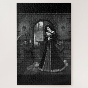Puzzle mujer vampiro gotico blanco y negro