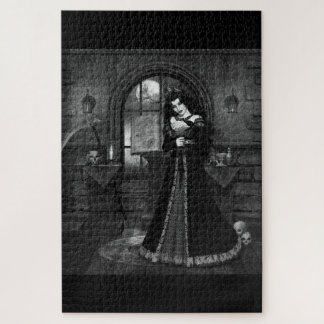 Puzzle mujer vampiro gotico blanco y negro