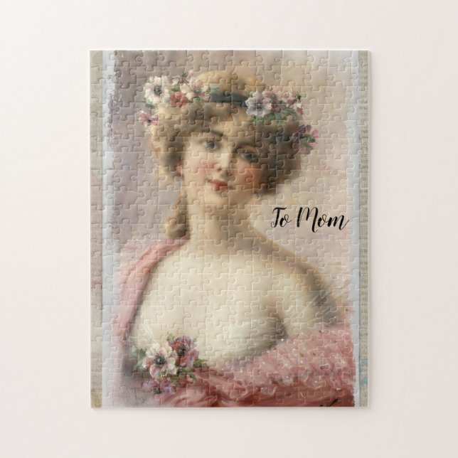 Puzzle Mujer victoriana con flores en acuarela (Vertical)