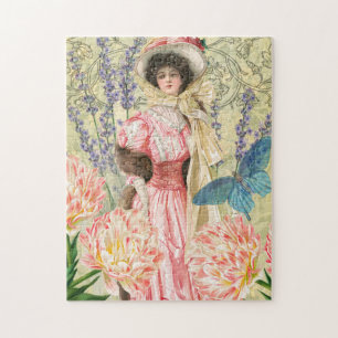 Puzzle Mujer victoriana floral rosa Regencia