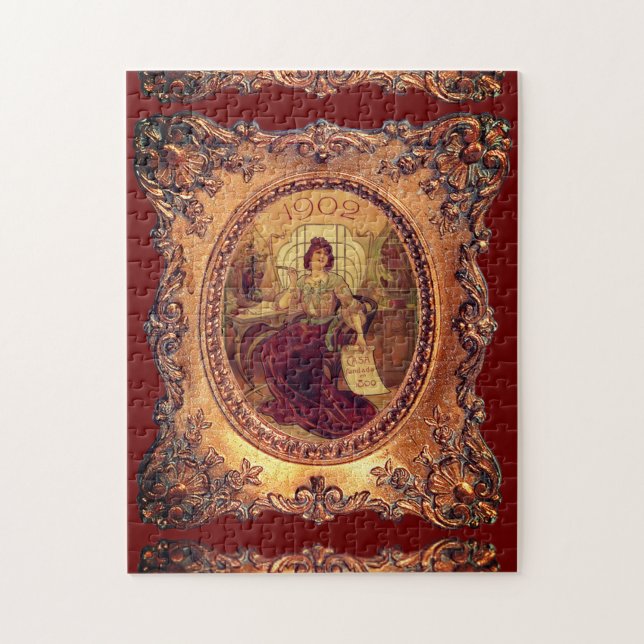 Puzzle Mujer victoriana marco de imagen elegante rojo dor (Vertical)